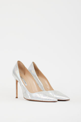 Manolo Blahnik Silver Iridescent BB 110mm Pump
