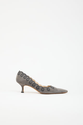 Manolo Blahnik Suede Appliqué Pump