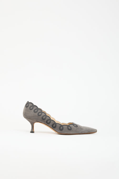 Manolo Blahnik Suede Appliqué Pump
