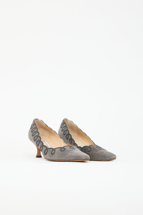 Manolo Blahnik Suede Appliqué Pump