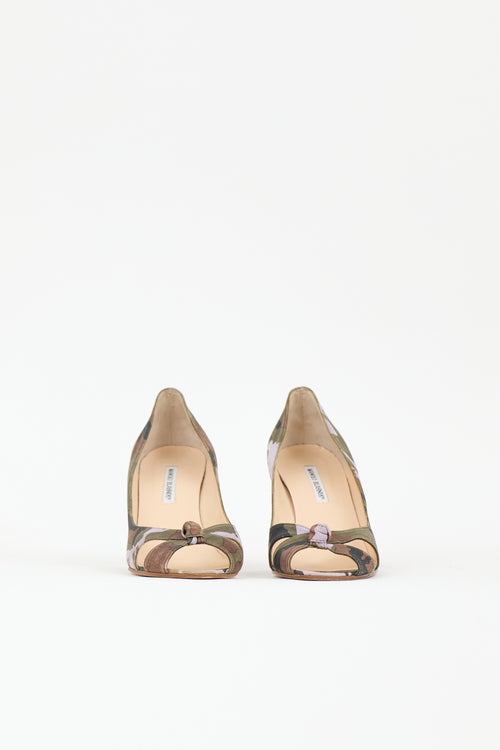 Manolo Blahnik Suede Camouflage Pump