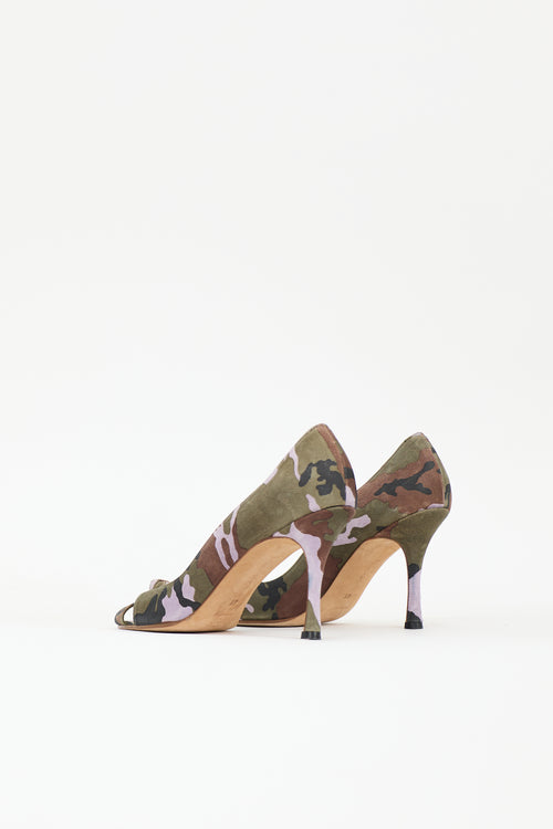 Manolo Blahnik Suede Camouflage Pump