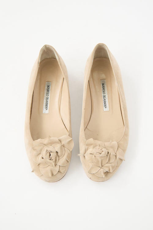 Manolo Blahnik Suede Gisella Flat