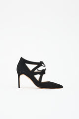 Manolo Blahnik Suede Lace Up Pump