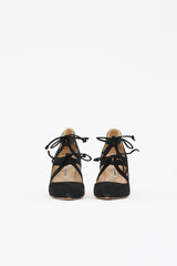 Manolo Blahnik Suede Lace Up Pump