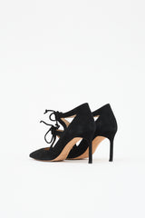 Manolo Blahnik Suede Lace Up Pump