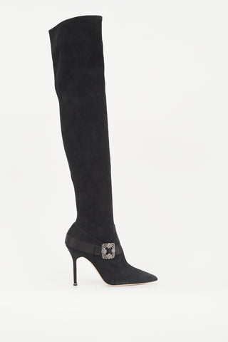Manolo Blahnik Suede Plinianuthi 105 Boot