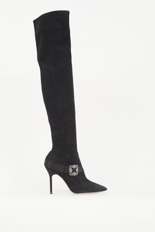 Manolo Blahnik Suede Plinianuthi 105 Boot