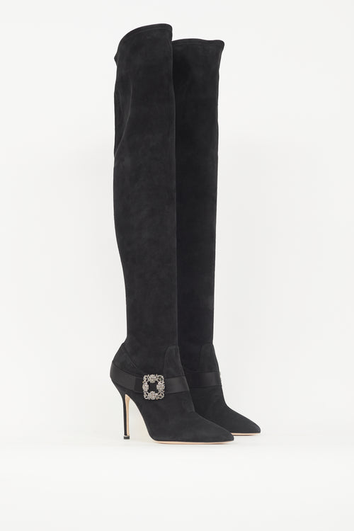 Manolo Blahnik Suede Plinianuthi 105 Boot