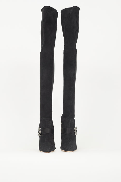 Manolo Blahnik Suede Plinianuthi 105 Boot