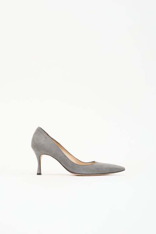 Manolo Blahnik Suede Pointed Toe Pump