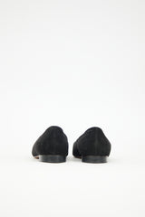 Manolo Blahnik Suede Rosette Flat