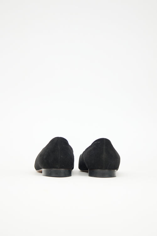 Manolo Blahnik Suede Rosette Flat