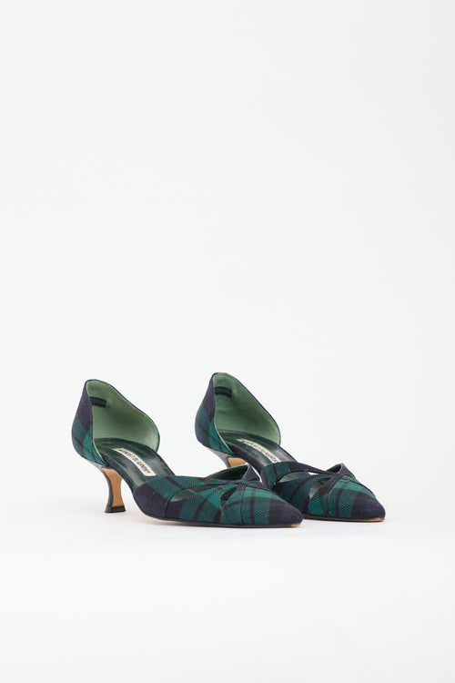 Manolo Blahnik Tartan D'Orsay Heel