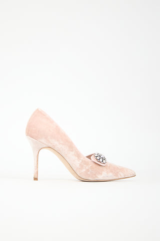 Manolo Blahnik Velvet Embellished Decebalo Pump