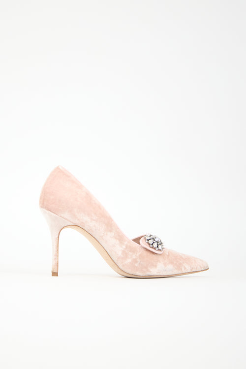 Manolo Blahnik Velvet Embellished Decebalo Pump