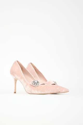 Manolo Blahnik Velvet Embellished Decebalo Pump