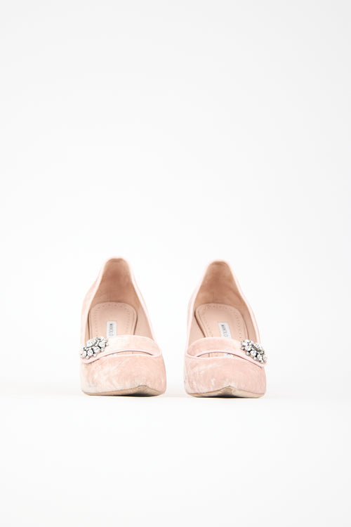 Manolo Blahnik Velvet Embellished Decebalo Pump