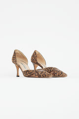 Manolo Blahnik Vintage Brown Suede Printed D'orsay Pump