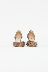 Manolo Blahnik Vintage Brown Suede Printed D'orsay Pump