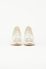 Manolo Blahnik Cream Hangisi Lace & Crystal Heel