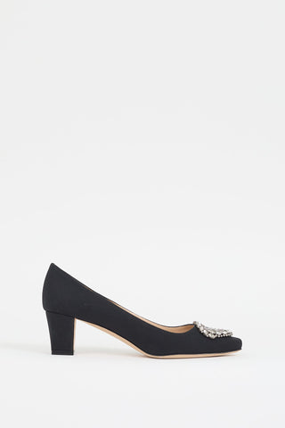 Manolo Blahnik Black Crêpe De Chine Okkato Jewel Pump