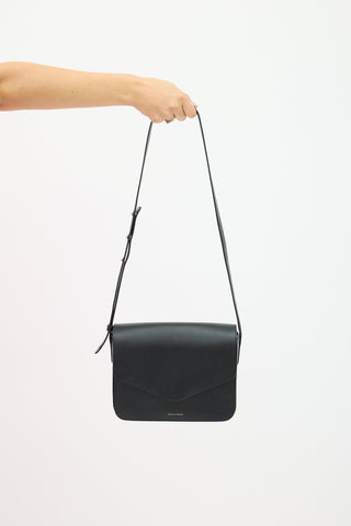 Mansur Gavriel Black Leather Envelope Flap Crossbody Bag