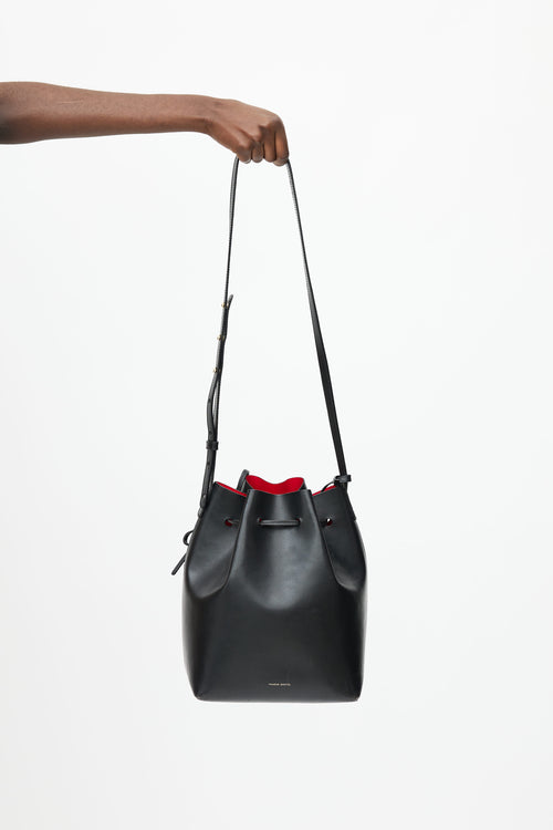 Mansur Gavriel Black Leather Bucket Shoulder Bag