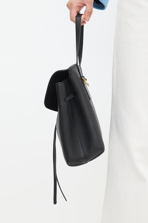 Mansur Gavriel Black Pebbled Leather Lady Bag