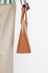 Mansur Gavriel Brown Rounded Top Handle Bag