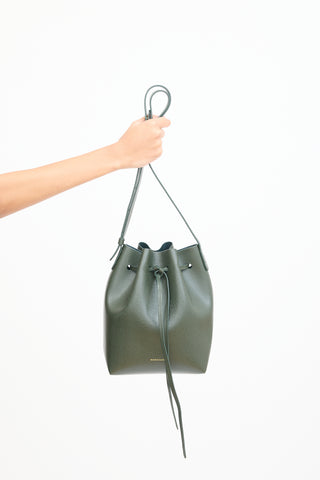 Mansur Gavriel Green Leather Mini Bucket Bag