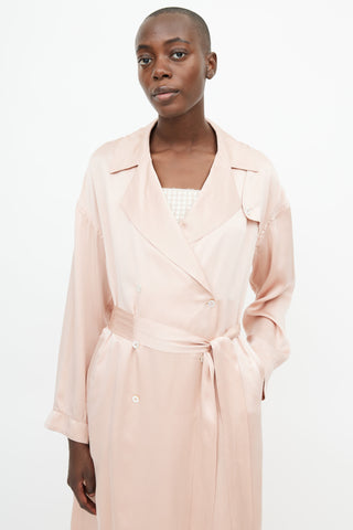 Mansur Gavriel Pink Silk Double Breasted Trench Coat