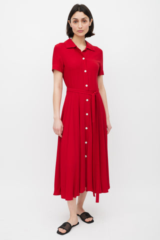 Mansur Gavriel Red Button Up A-Line Dress