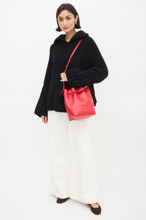 Mansur Gavriel Red Leather Mini Bucket Bag