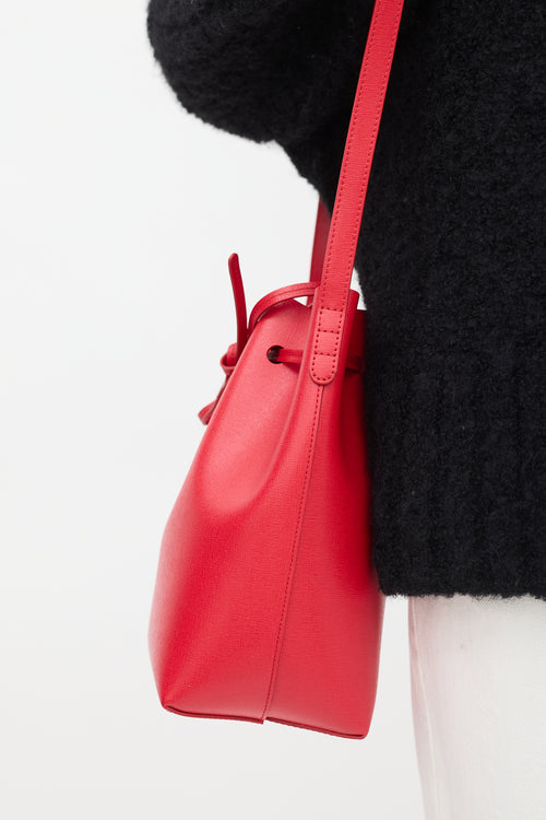 Mansur Gavriel Red Leather Mini Bucket Bag