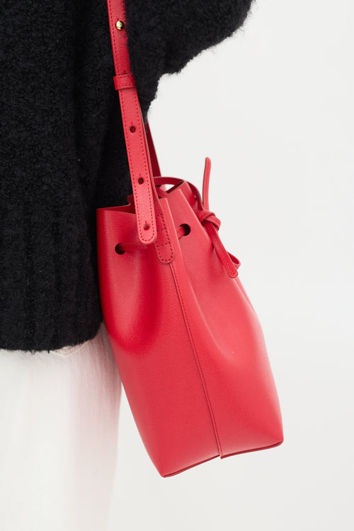 Mansur Gavriel Red Leather Mini Bucket Bag