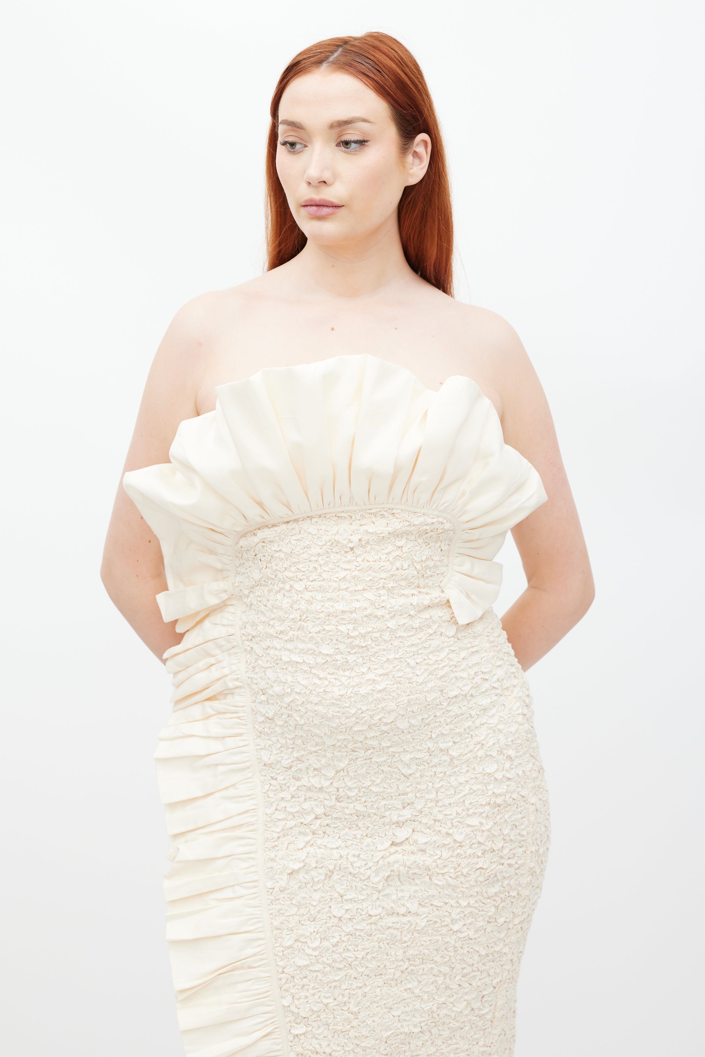 Mara Hoffman // Cream Smocked Ruffled Dress VSP Consignment Mara Hoffman // Cream Smocked Ruffled Dress VSP Consignment
