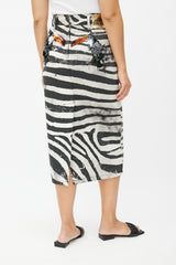 Marc Jacobs Black & Multicolour Print Sequin Skirt