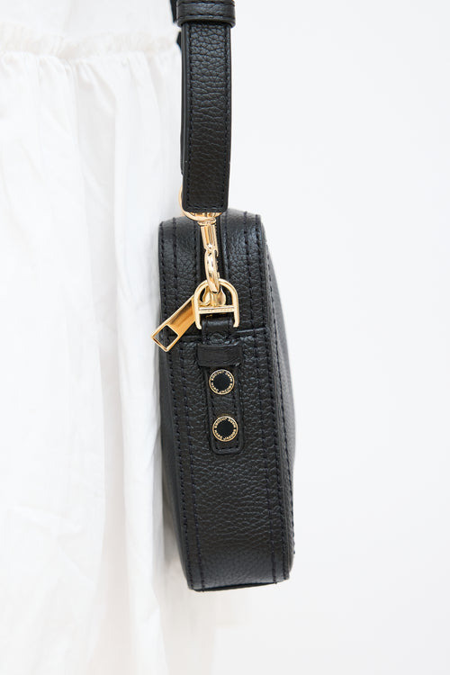 Black Pebbled Leather Crossbody Bag