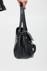 Marc Jacobs Black & Gold Leather Contrast Stitch Bag