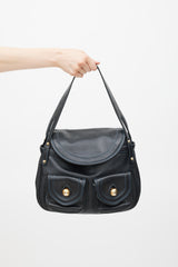 Marc Jacobs Black & Gold Leather Contrast Stitch Bag