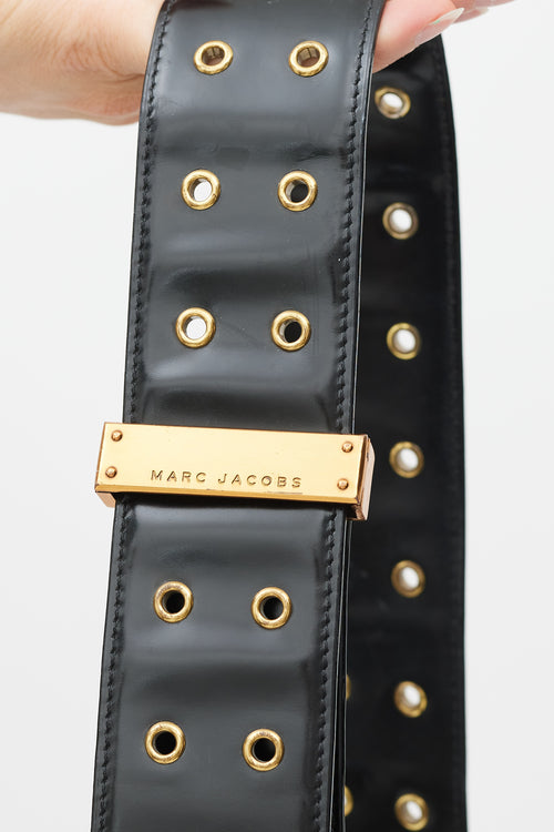 Marc Jacobs Black & Gold Leather St. Marc Bag