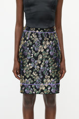 Marc Jacobs Black & Multicolour Metallic Jacquard Skirt