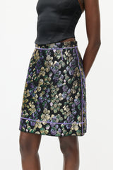 Marc Jacobs Black & Multicolour Metallic Jacquard Skirt
