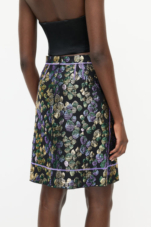 Marc Jacobs Black & Multicolour Metallic Jacquard Skirt