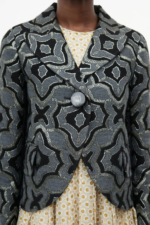 Marc Jacobs Black & Multicolour Woven Wool Blazer