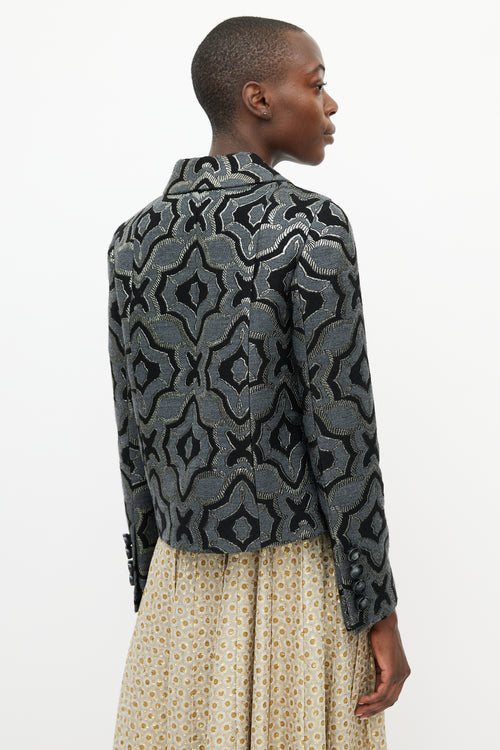 Marc Jacobs Black & Multicolour Woven Wool Blazer