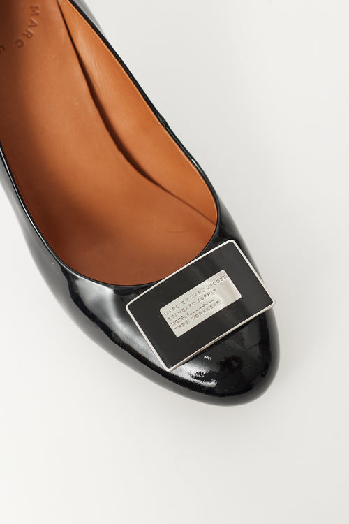 Marc by Marc Jacobs Black Patent Leather Silver Buckle Pump