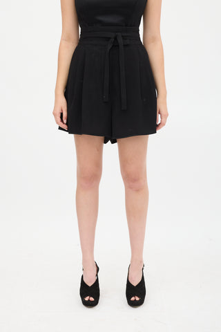 Marc Jacobs Black Pleated Belted Short