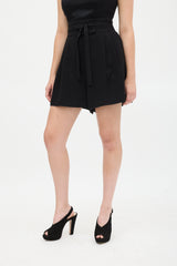 Marc Jacobs Black Pleated Belted Shorts